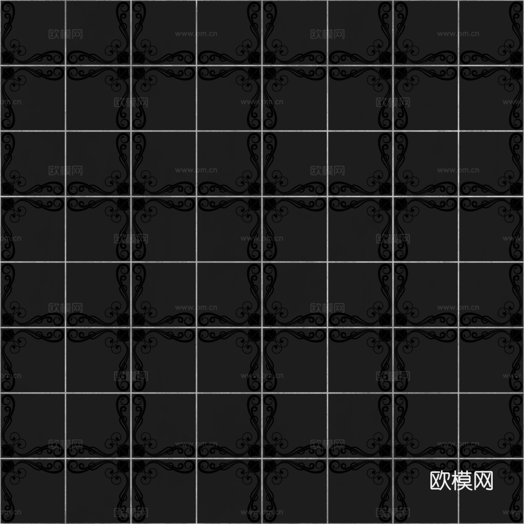 无缝青花瓷图案花砖地砖 PBR材质贴图 1k