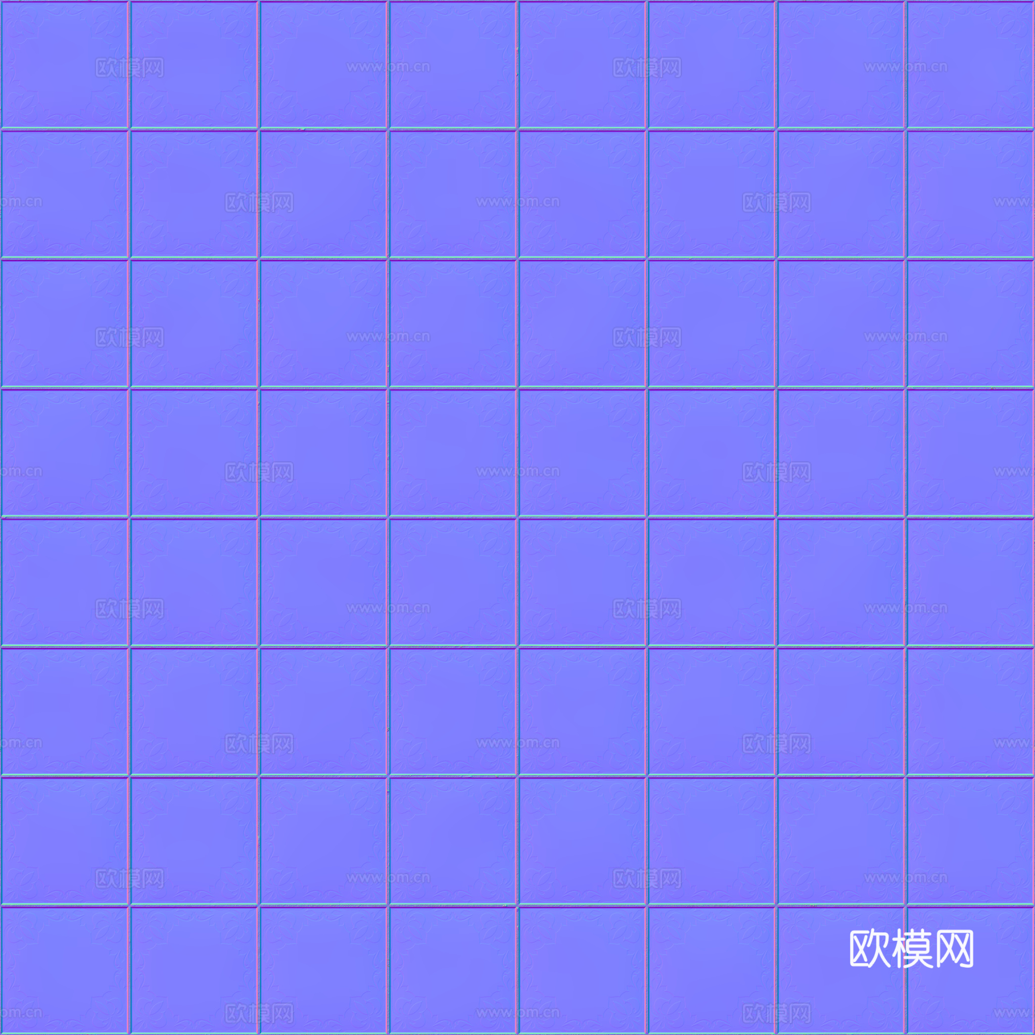 无缝青花瓷图案花砖地砖 PBR材质贴图 2k