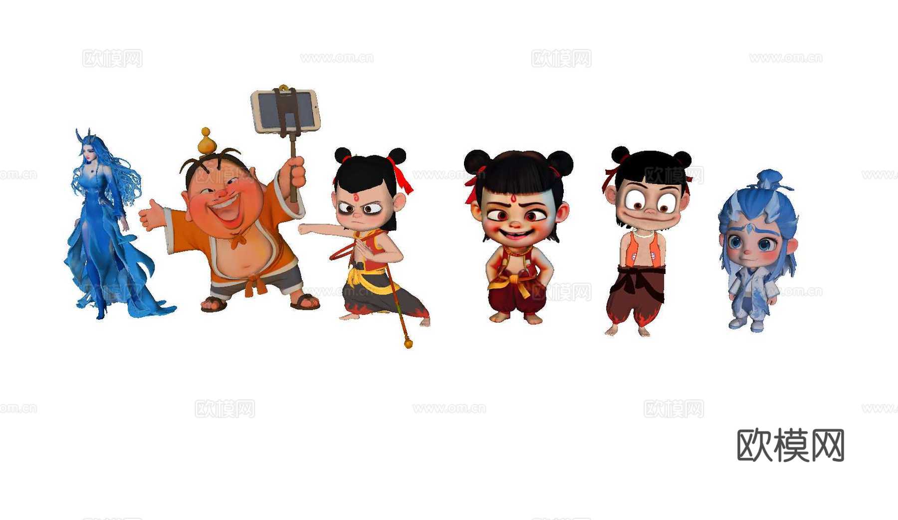 现代雕塑 哪吒 手办 摆件su模型