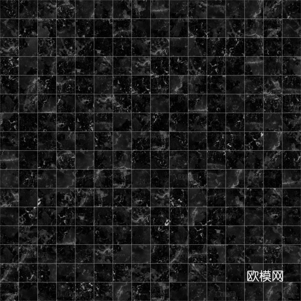 欧式 简欧 法式 无缝黑白拼花瓷砖地砖 PBR材质贴图 1k
