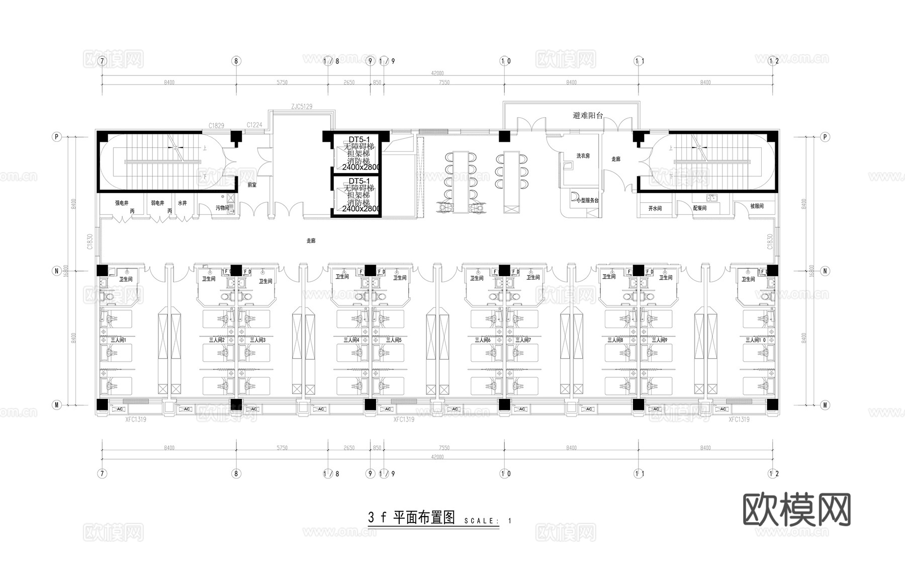 养老院施工图cad施工图
