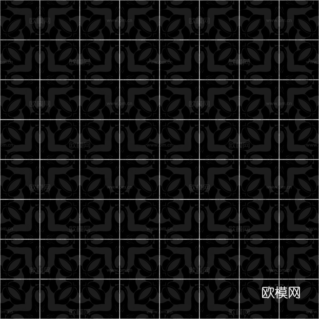 无缝青花瓷图案花砖地砖 PBR材质贴图 1k