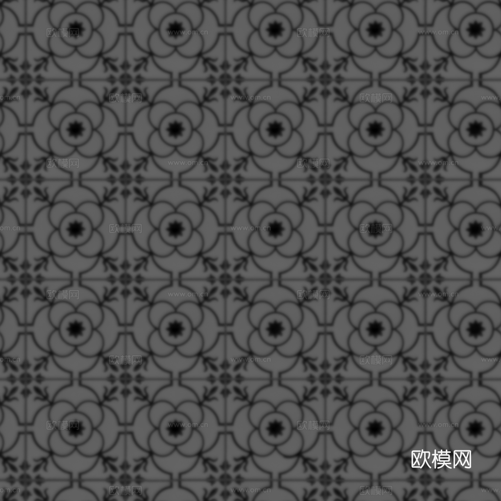 无缝青色小花砖方砖地砖 PBR材质贴图 2k