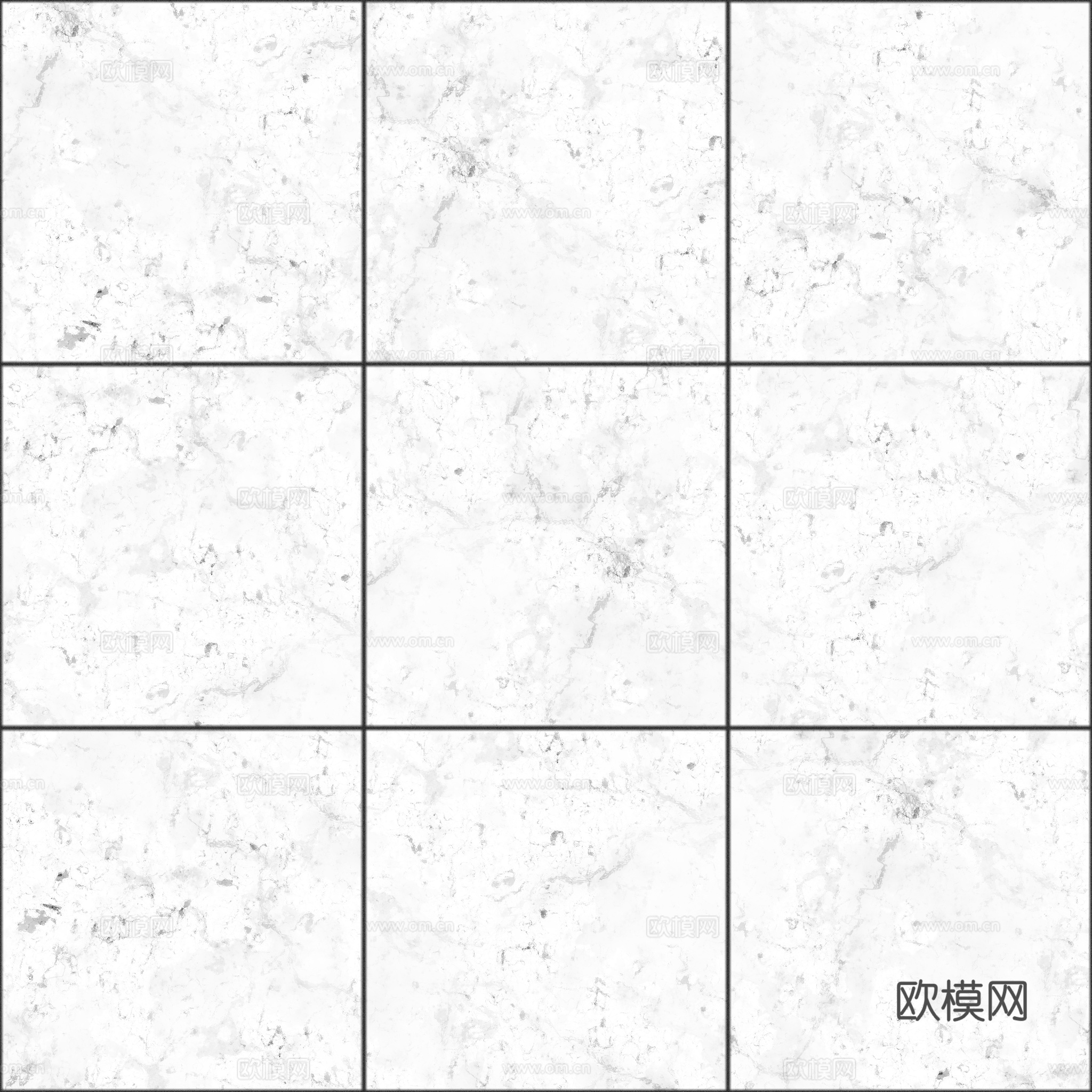 欧式 简欧 法式 无缝黑白拼花瓷砖地砖 PBR材质贴图 2k