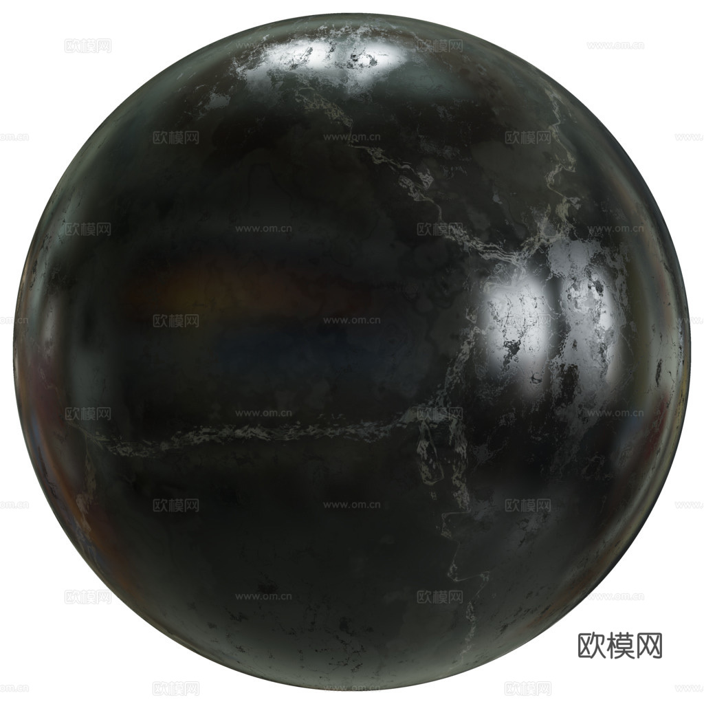 无缝黑色大理石 PBR材质贴图 1k