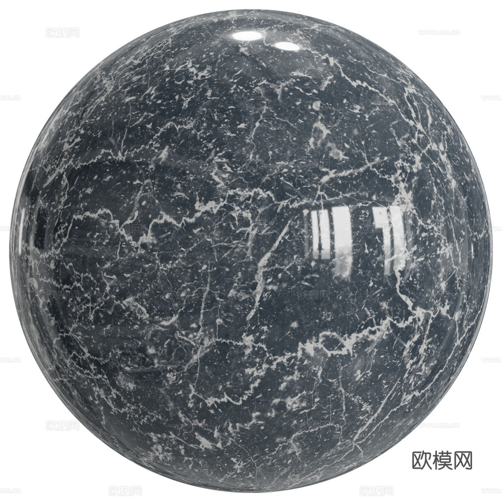 无缝墨蓝色大理石 PBR材质贴图 1k