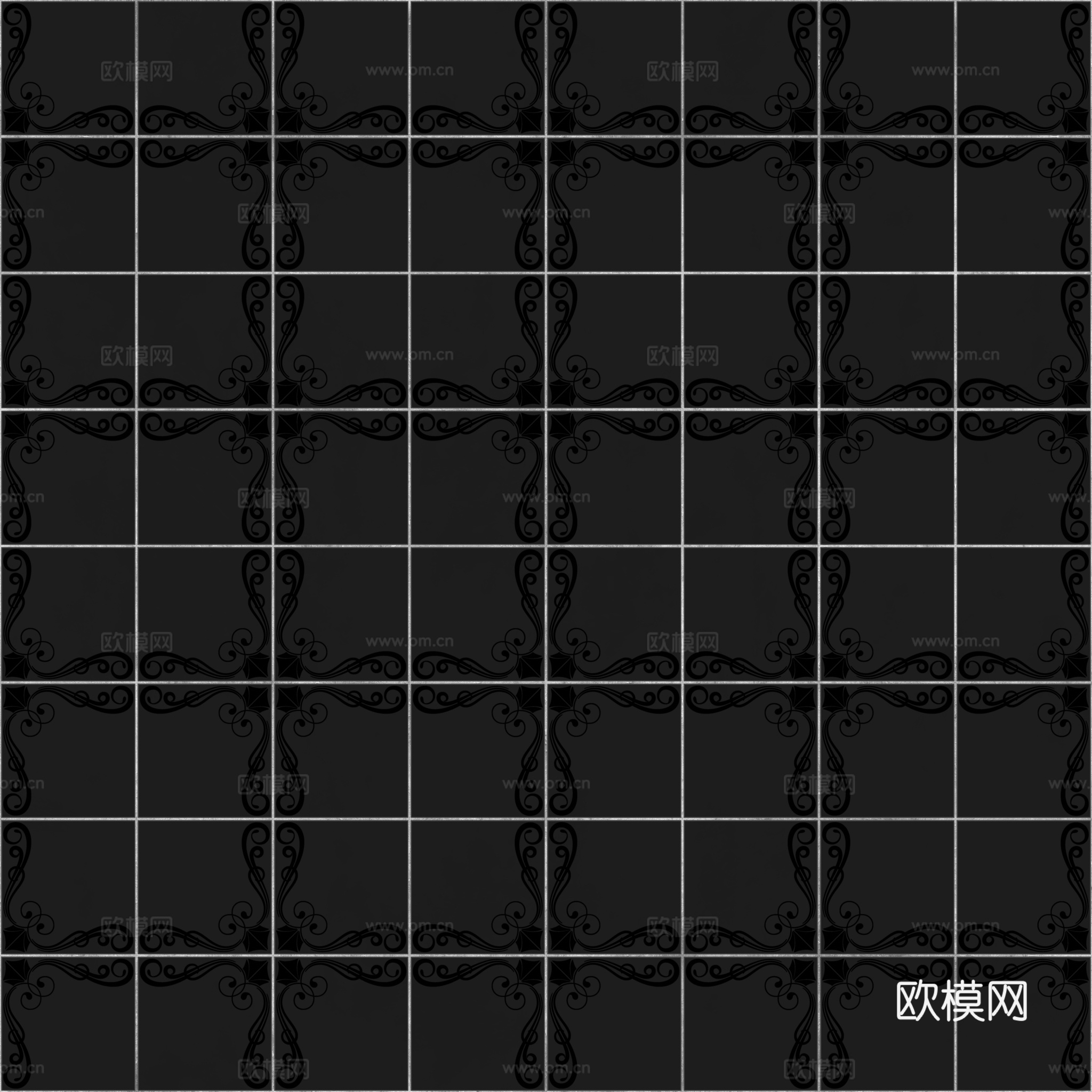无缝青花瓷图案花砖地砖 PBR材质贴图 2k