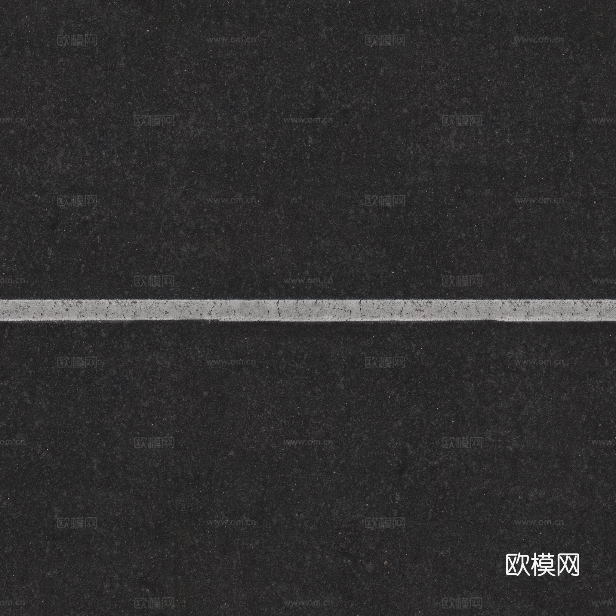 单实线两车道马路公路道路沥青路高速路 PBR材质贴图 2k