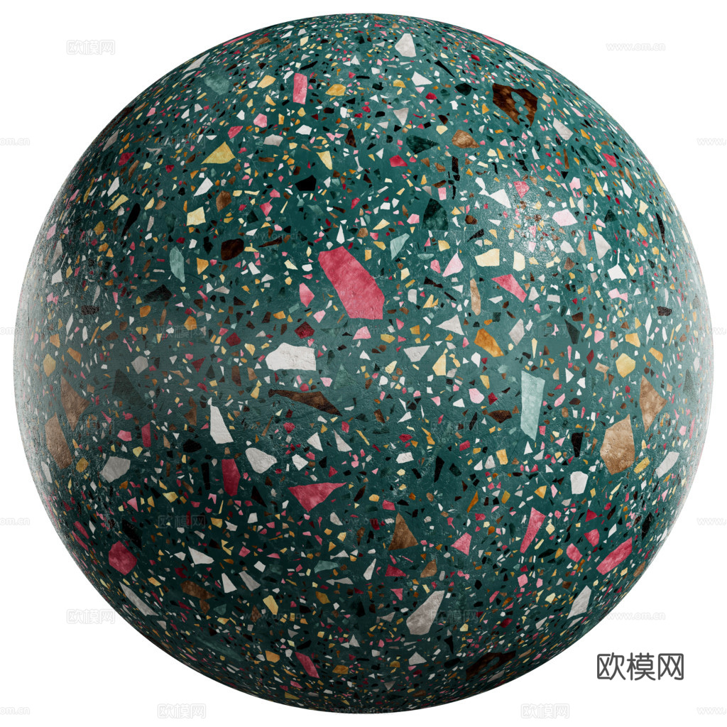绿色拼色水磨石 PBR材质贴图 2k