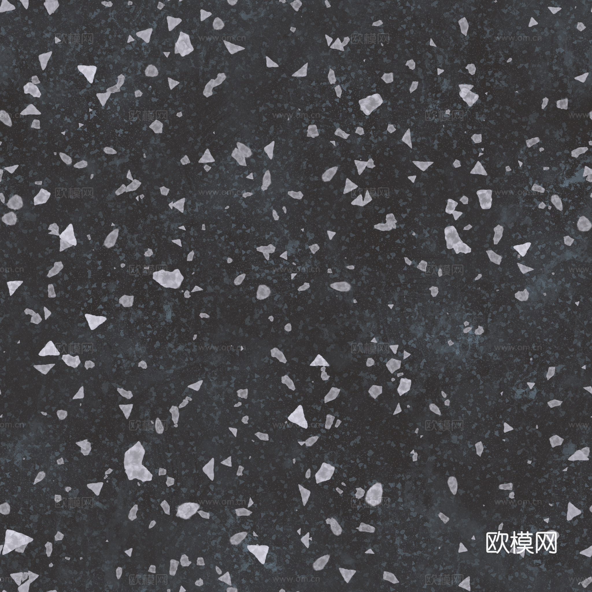 黑色水磨石瓷砖地砖 PBR材质贴图 2k