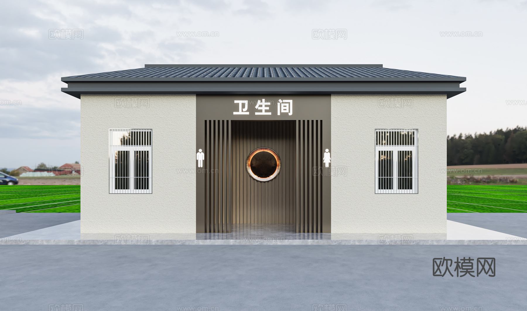 新中式卫生间外立面3d模型下载