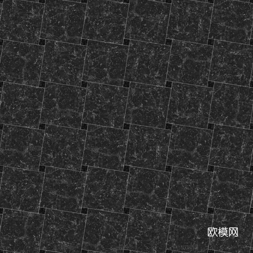 欧式 简欧 法式 无缝黑白拼花瓷砖地砖 PBR材质贴图 1k
