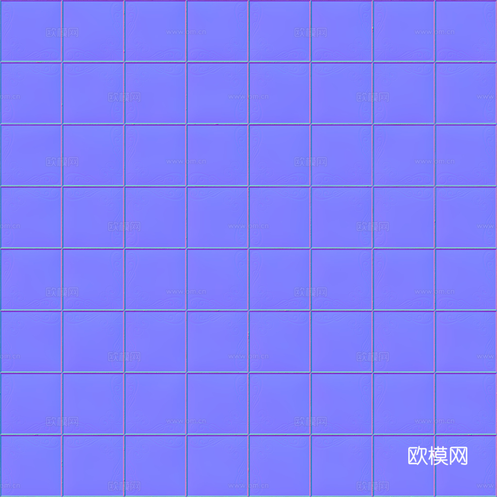 无缝青花瓷图案花砖地砖 PBR材质贴图 1k
