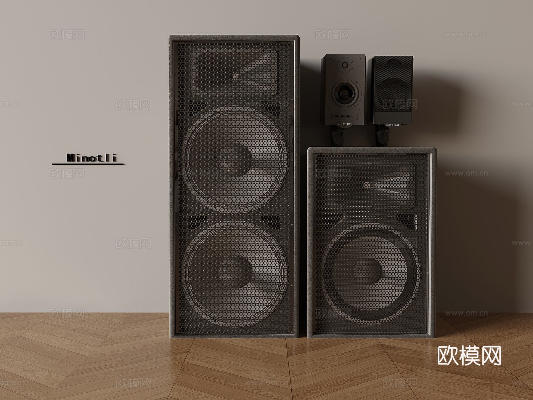 落地音响低音炮 壁挂音响影音设备su模型