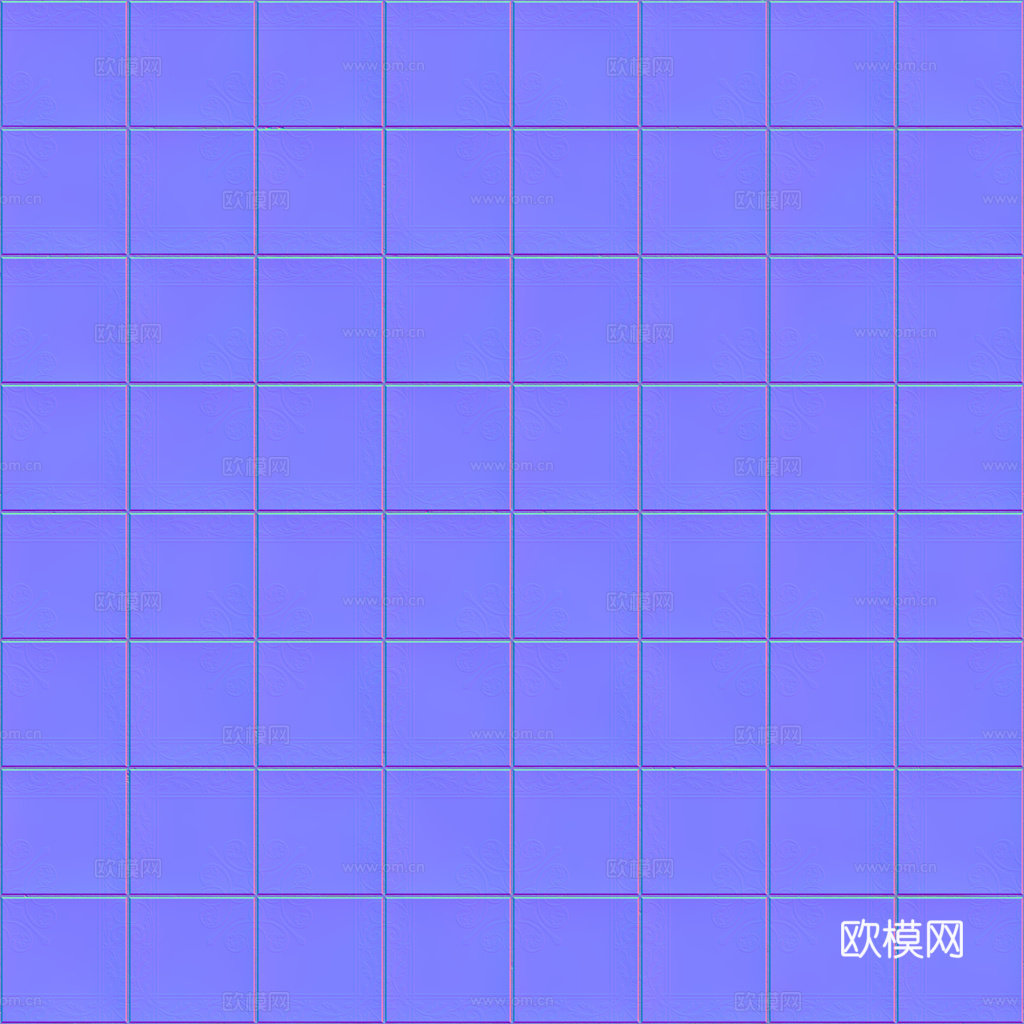 无缝青花瓷图案花砖地砖 PBR材质贴图 1k