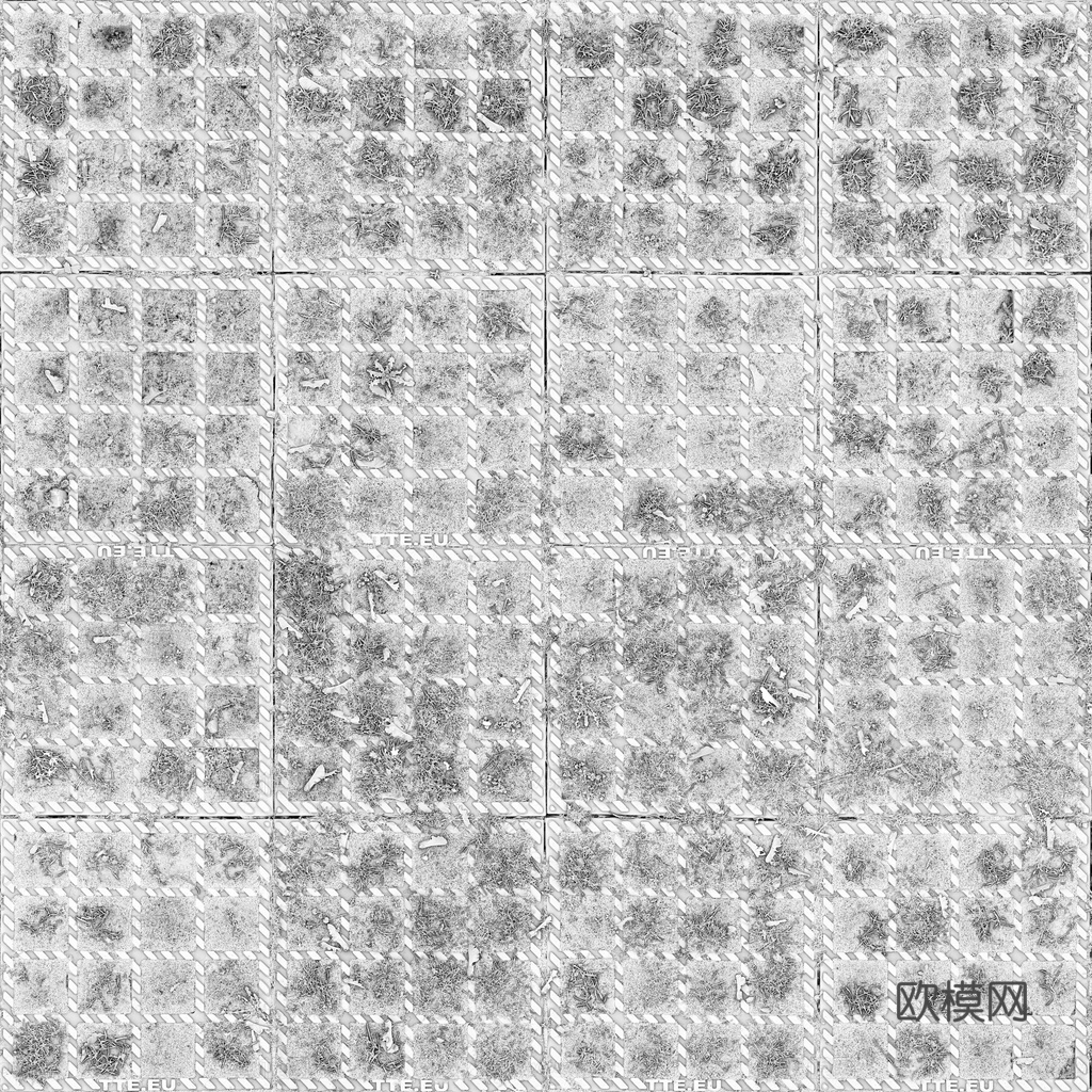植草砖铺路石户外地面 PBR材质贴图 1K