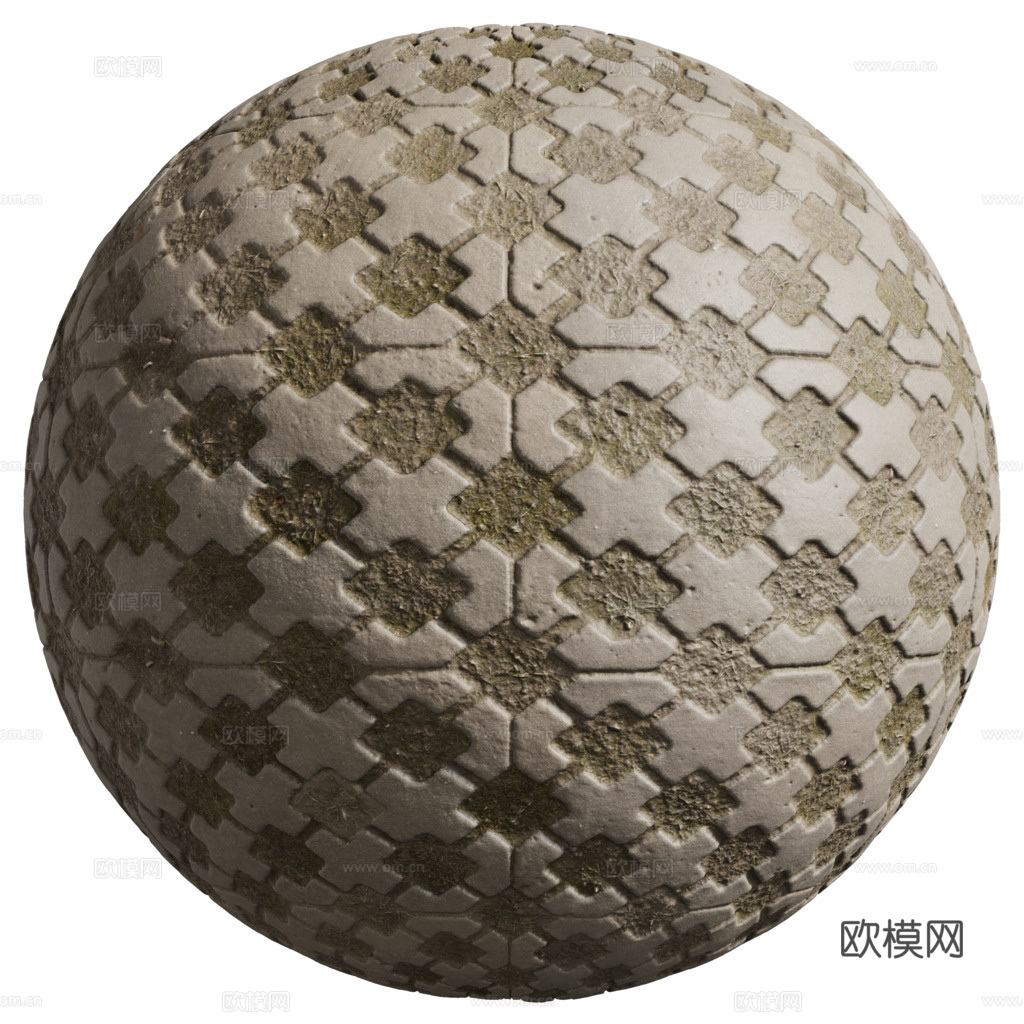 植草砖铺路石户外地面 PBR材质贴图 2K