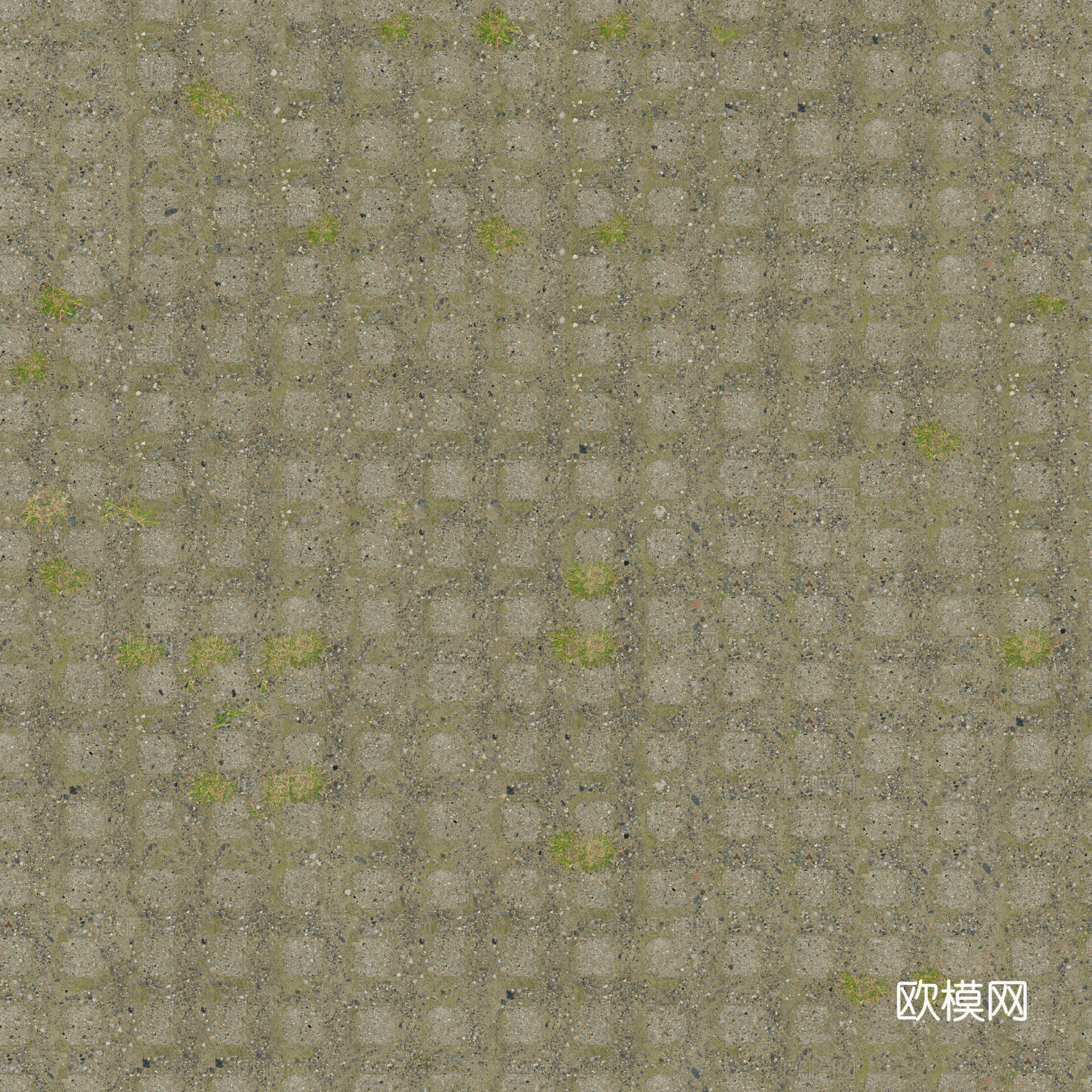 植草砖铺路石户外地面 PBR材质贴图 2K