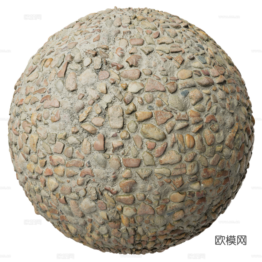 砾石地面碎石地面鹅卵石地面铺路石地面 PBR材质贴图 1k