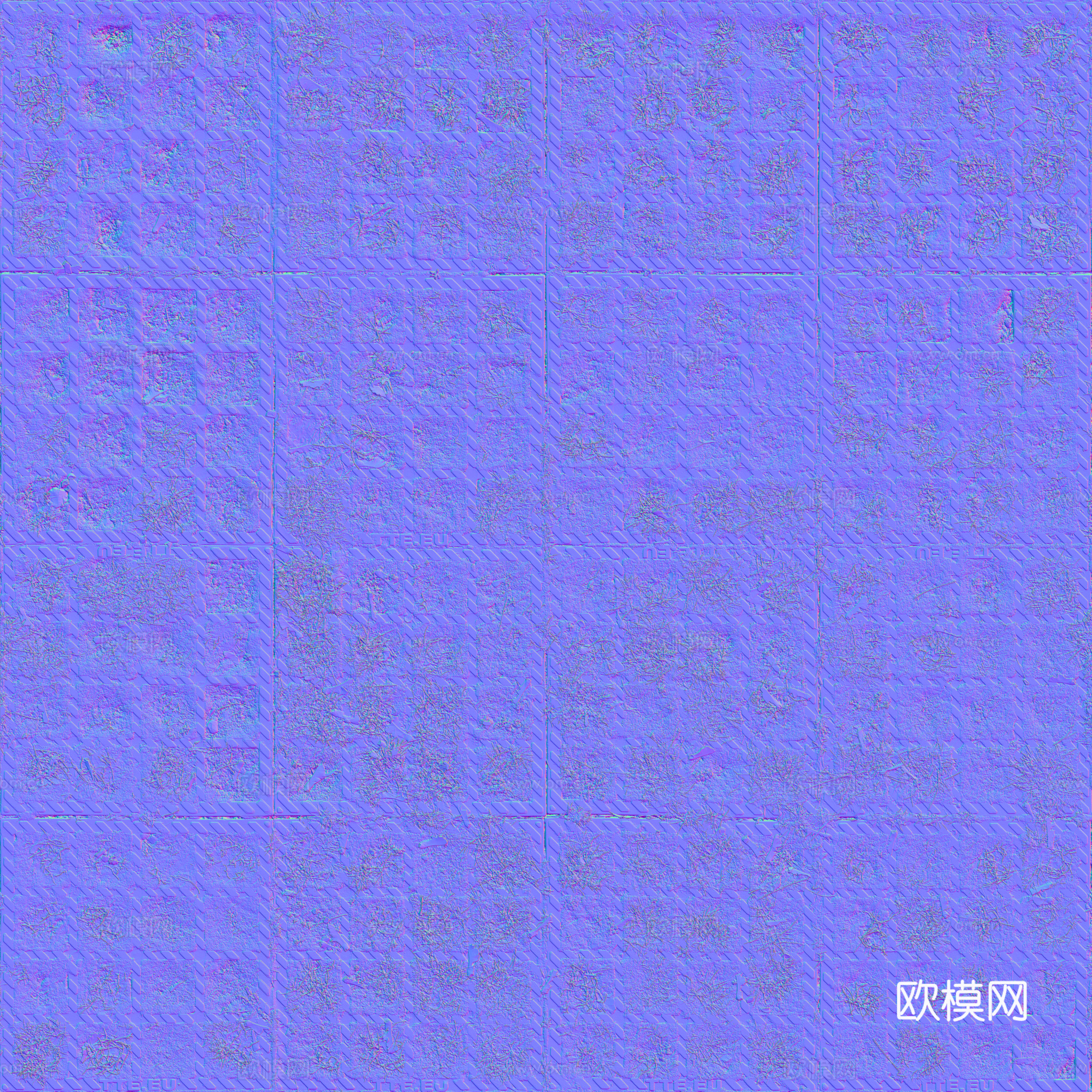 植草砖铺路石户外地面 PBR材质贴图 2K