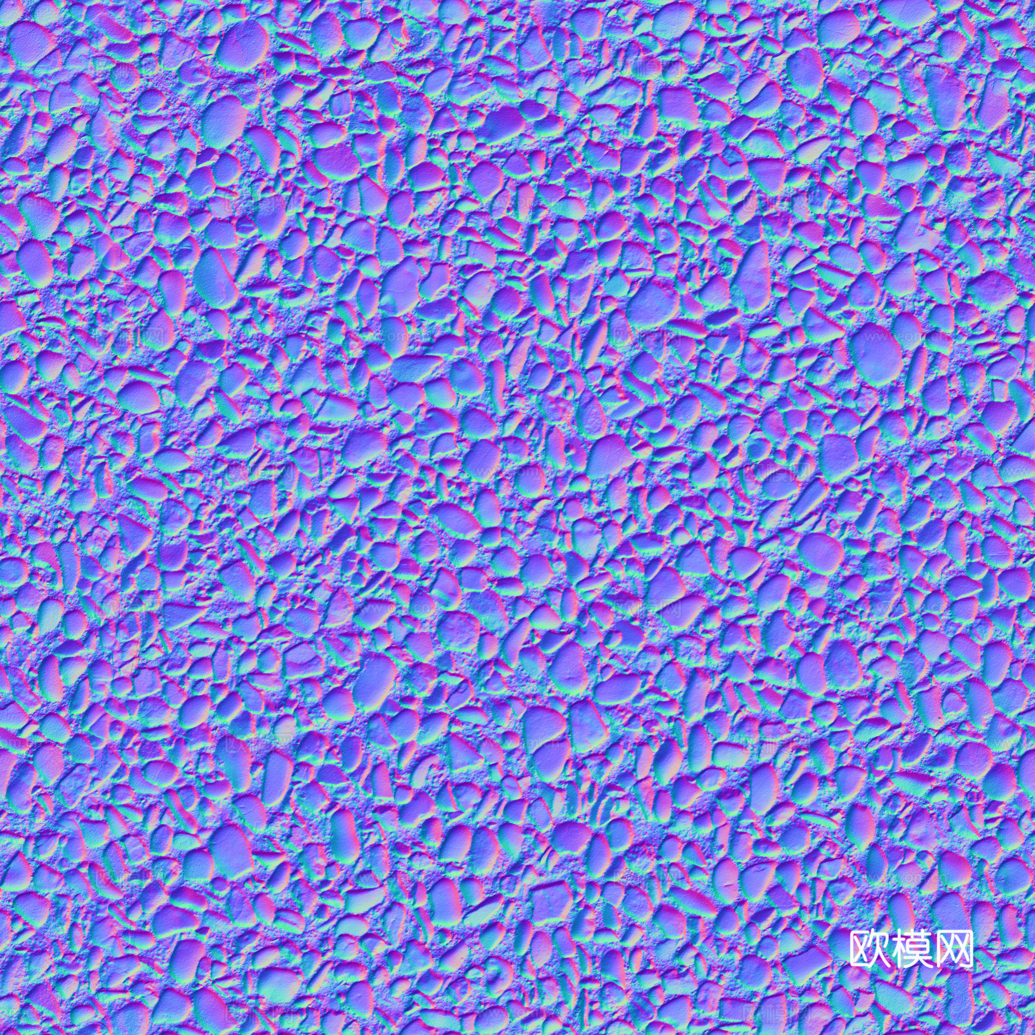 砾石地面碎石地面鹅卵石地面铺路石地面 PBR材质贴图 2k