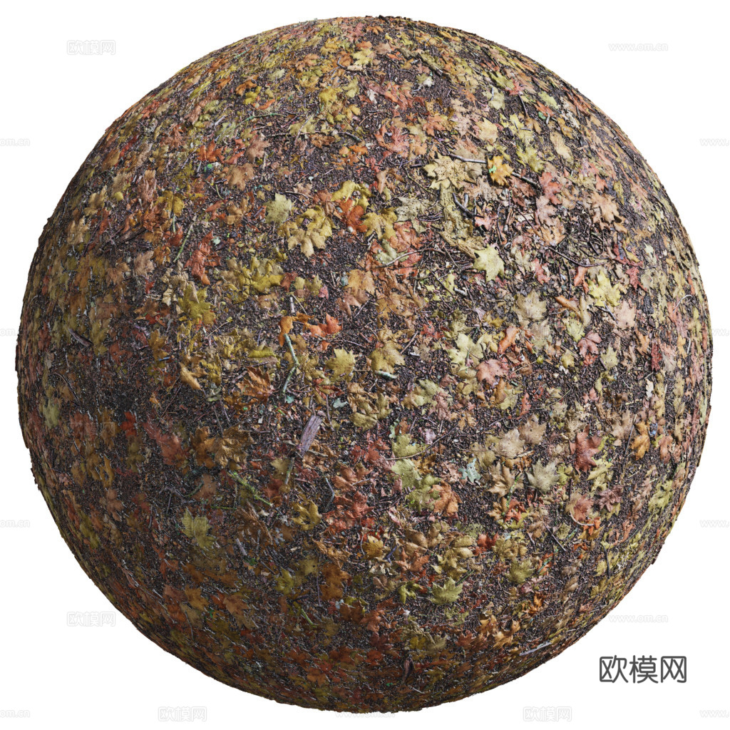 枯叶泥地草地土地自然地面地表 PBR材质贴图 2K