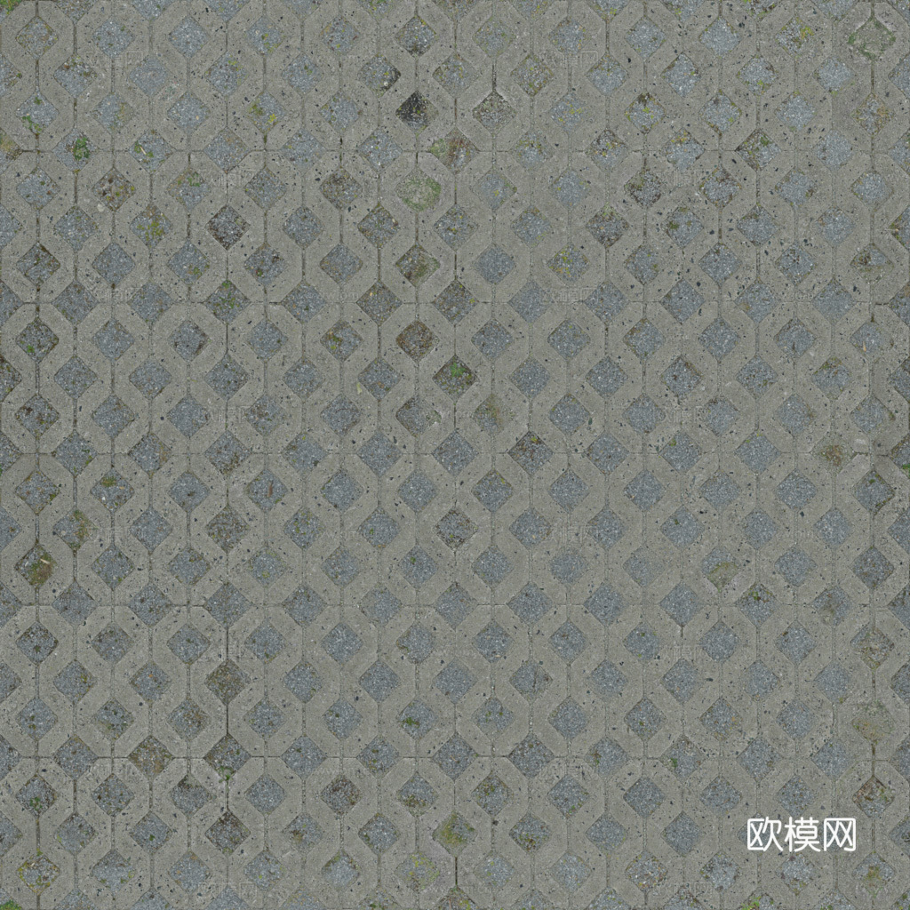 植草砖铺路石户外地面 PBR材质贴图 1K