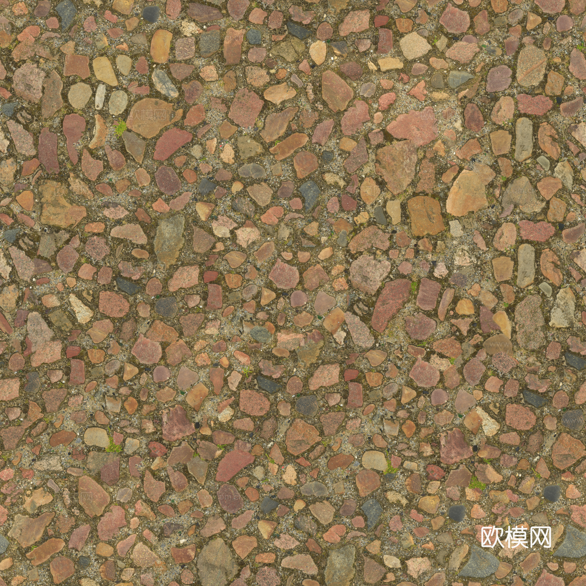 砾石地面碎石地面鹅卵石地面铺路石地面 PBR材质贴图 2k