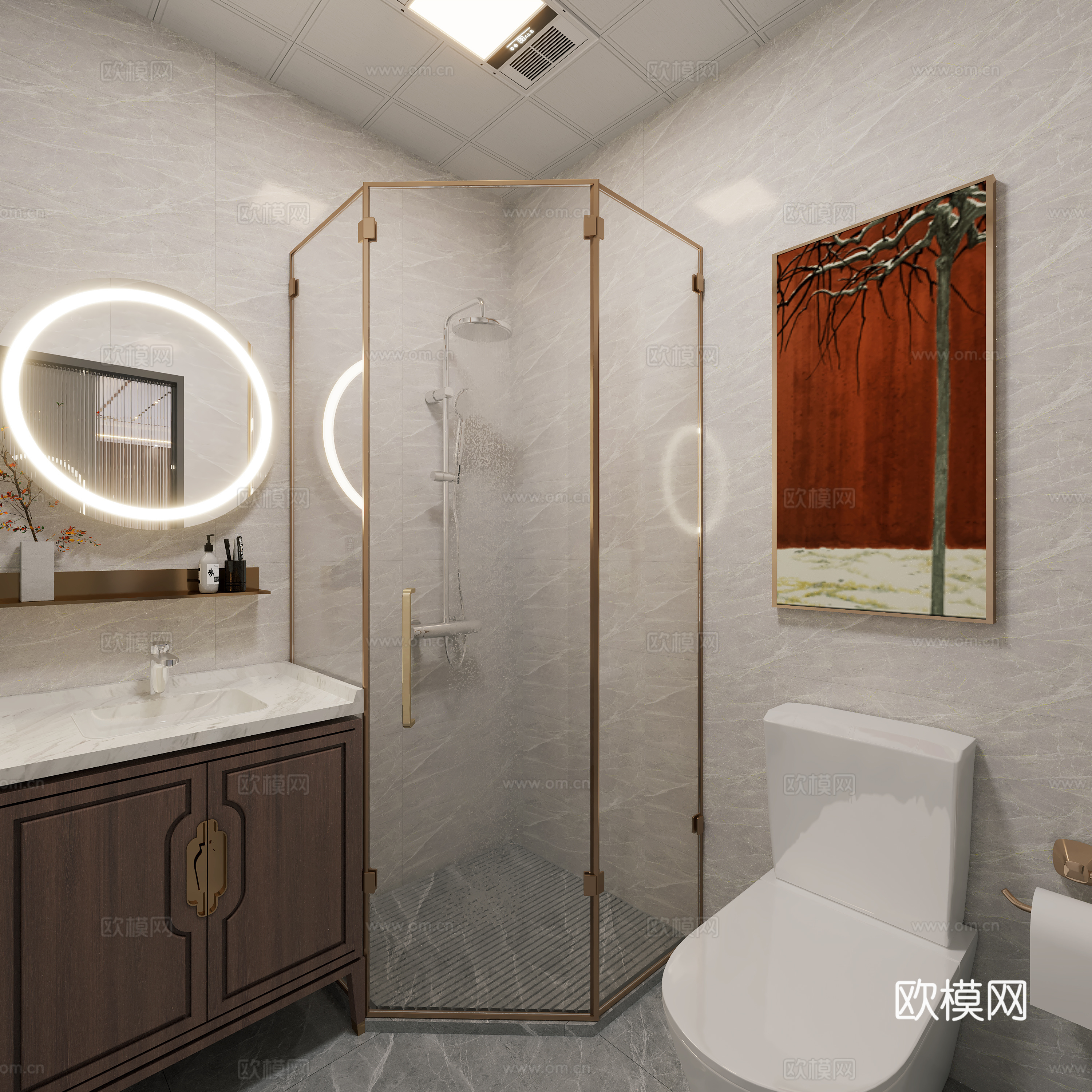 新中式卫生间3d模型下载