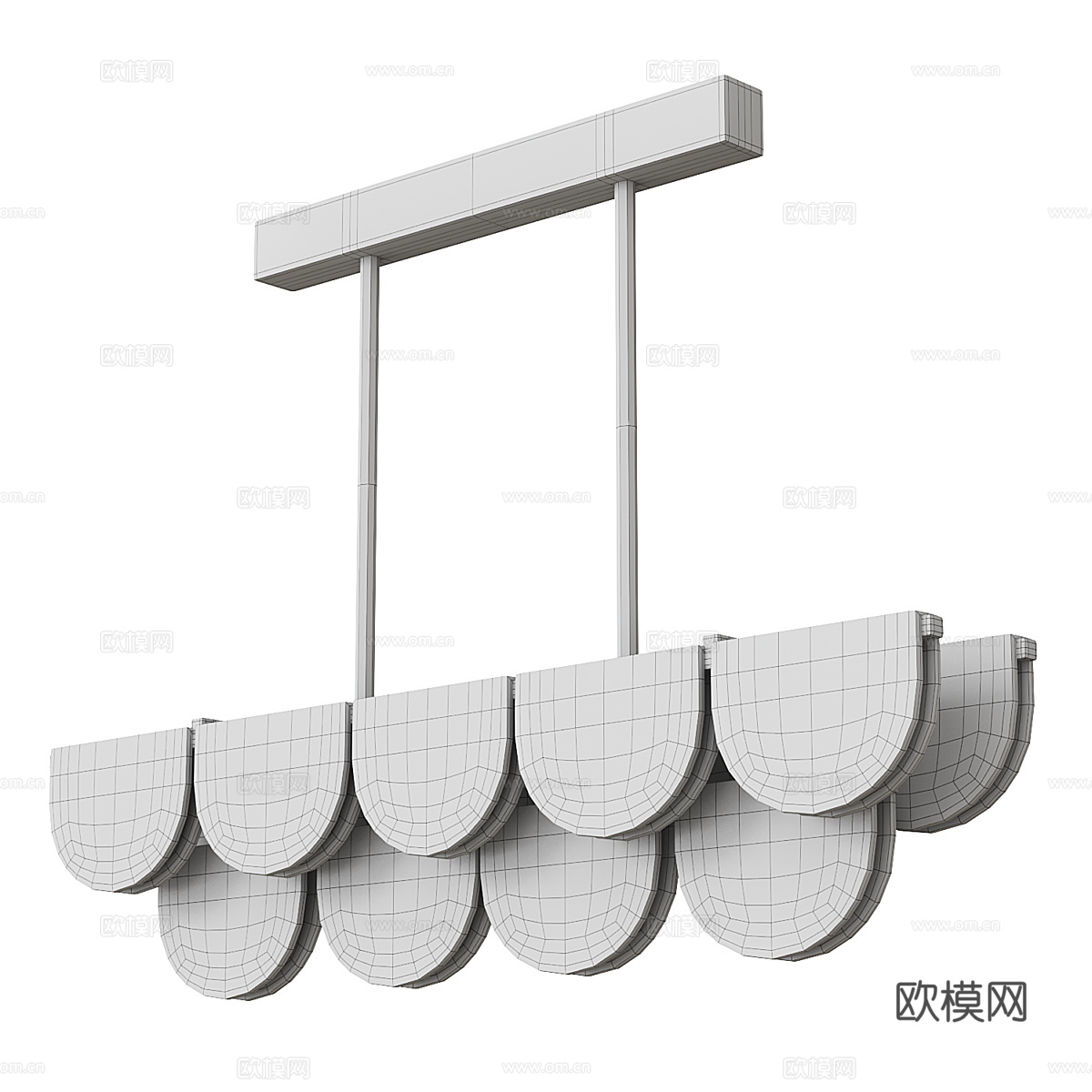 新中式轻奢粉色穆拉诺玻璃装饰吊灯3d模型