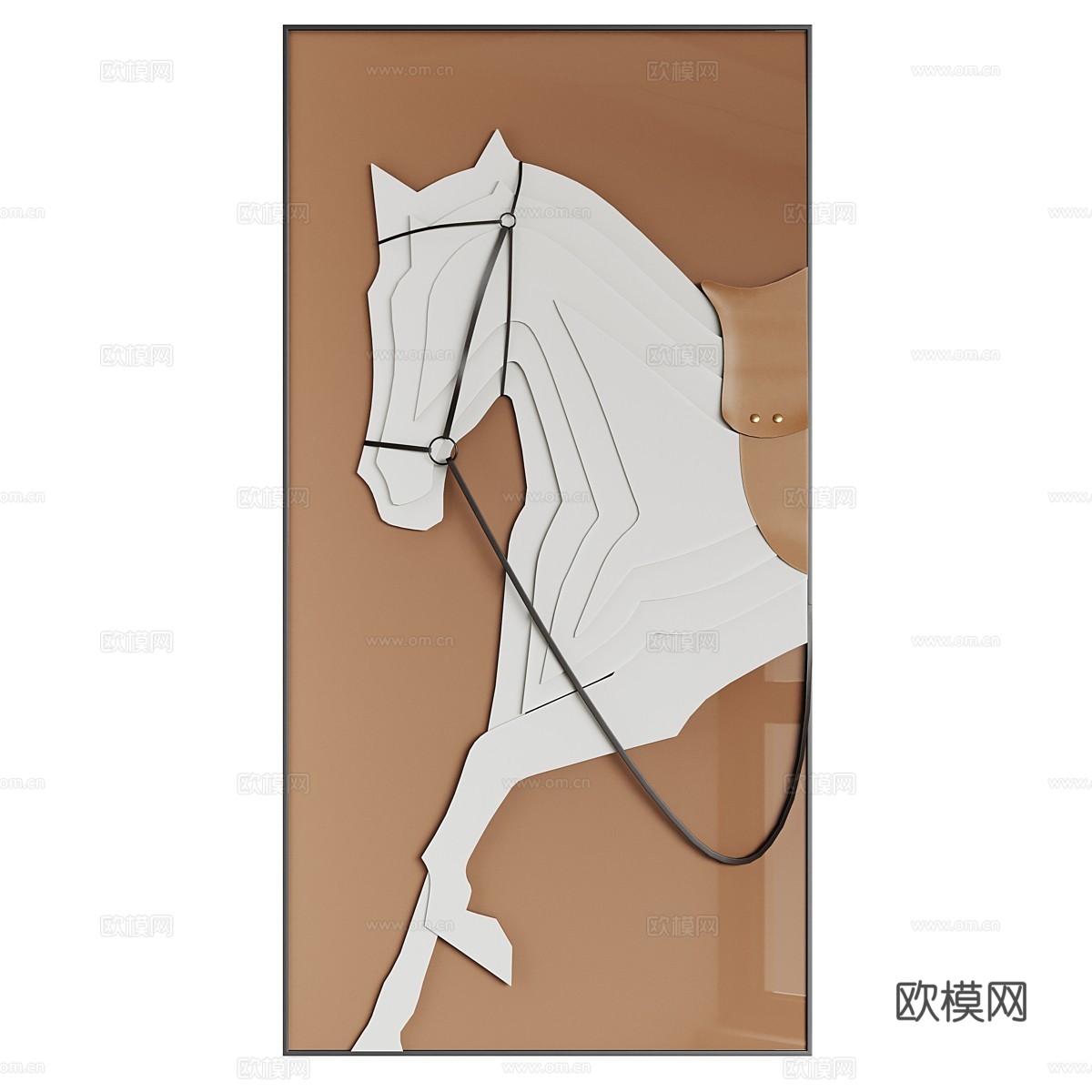 现代轻奢装饰板马挂画 装饰画3d模型下载（渲染图2）
