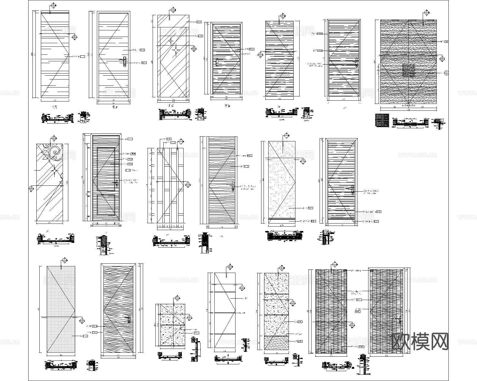 隐形门节点 木格栅隐形门 暗门节点 暗门 隐形门cad施工图