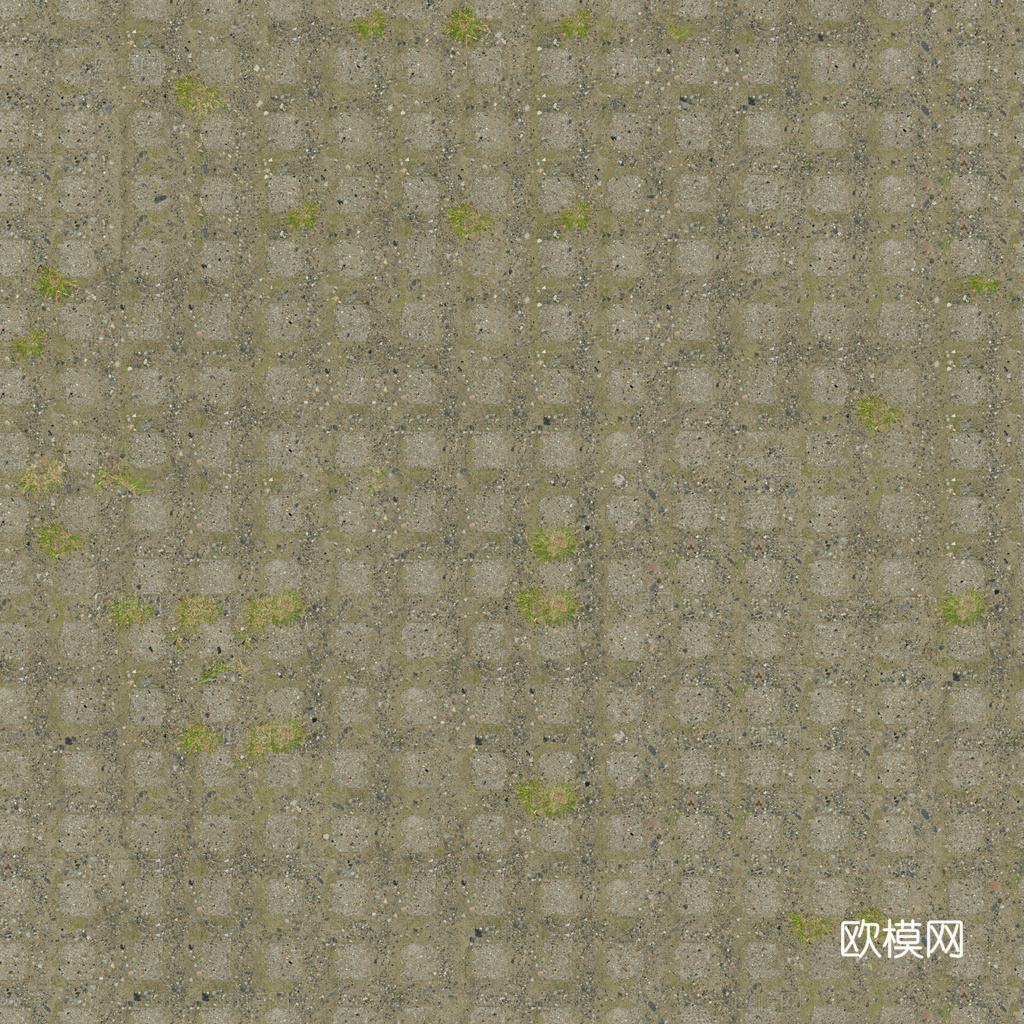 植草砖铺路石户外地面 PBR材质贴图 1K