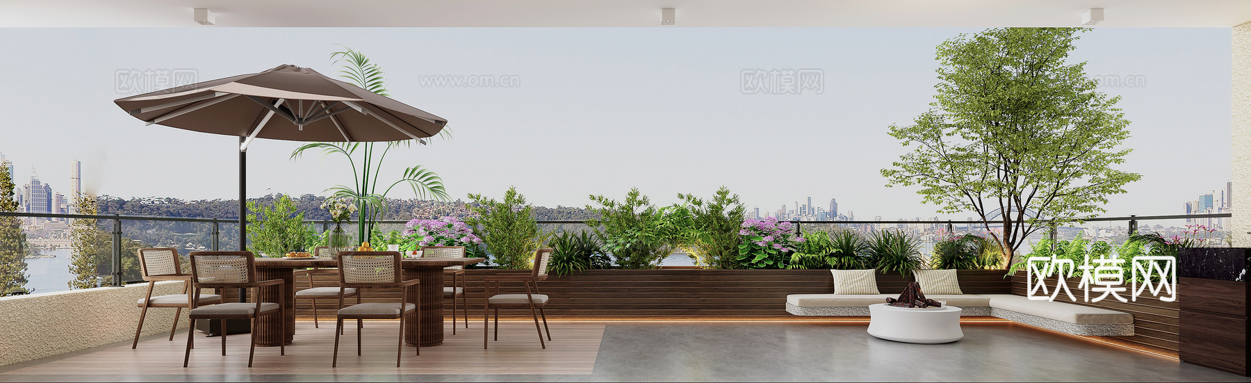 现代意式客餐厅   阳台免费3d模型下载（渲染图3）