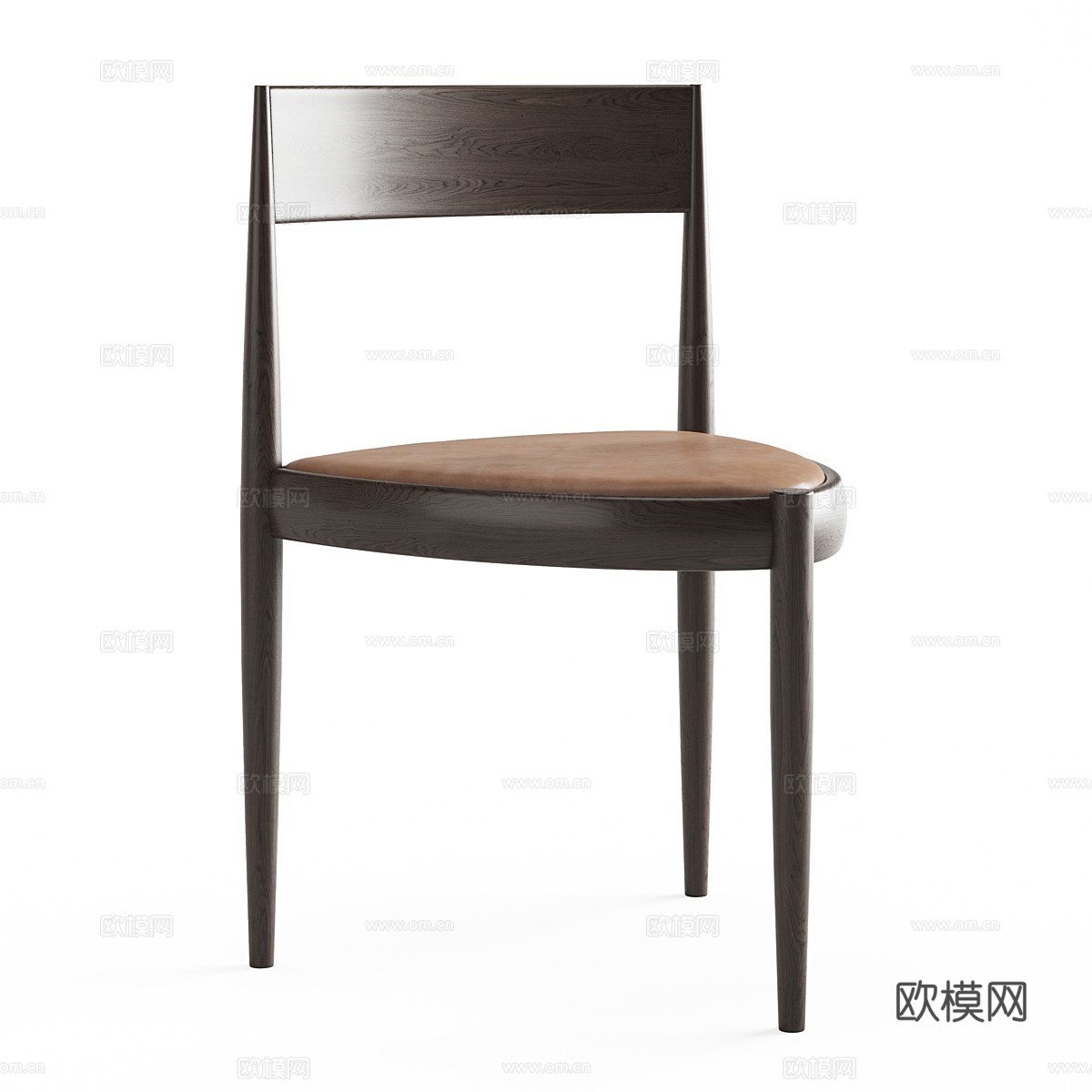 现代意式木质单椅3d模型下载（渲染图1）