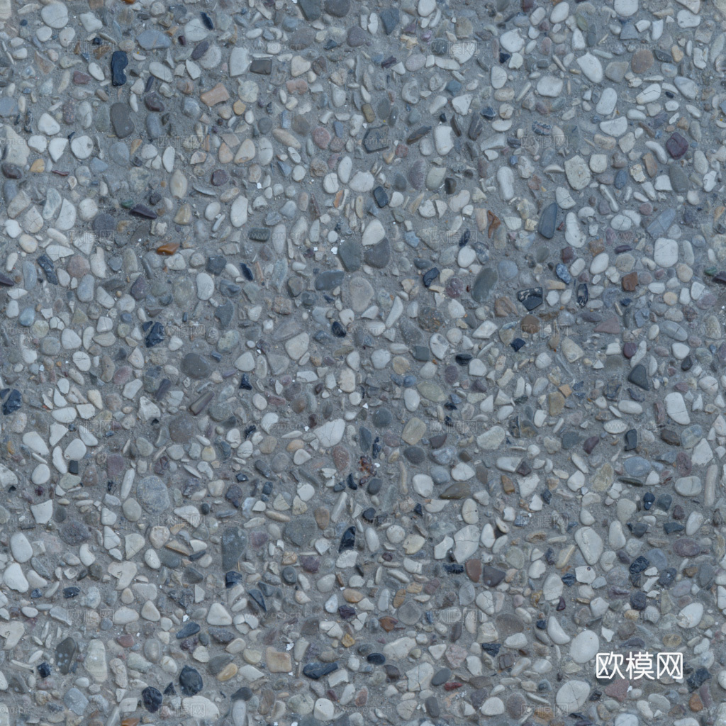 砾石地碎石地鹅卵石地铺路石地面 PBR材质贴图 1k