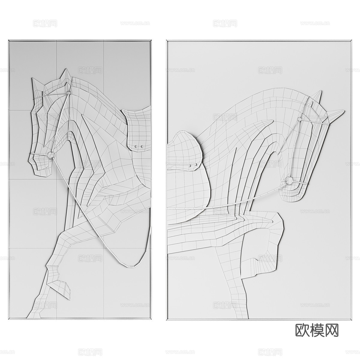 现代轻奢装饰板马挂画 装饰画3d模型下载（渲染图4）