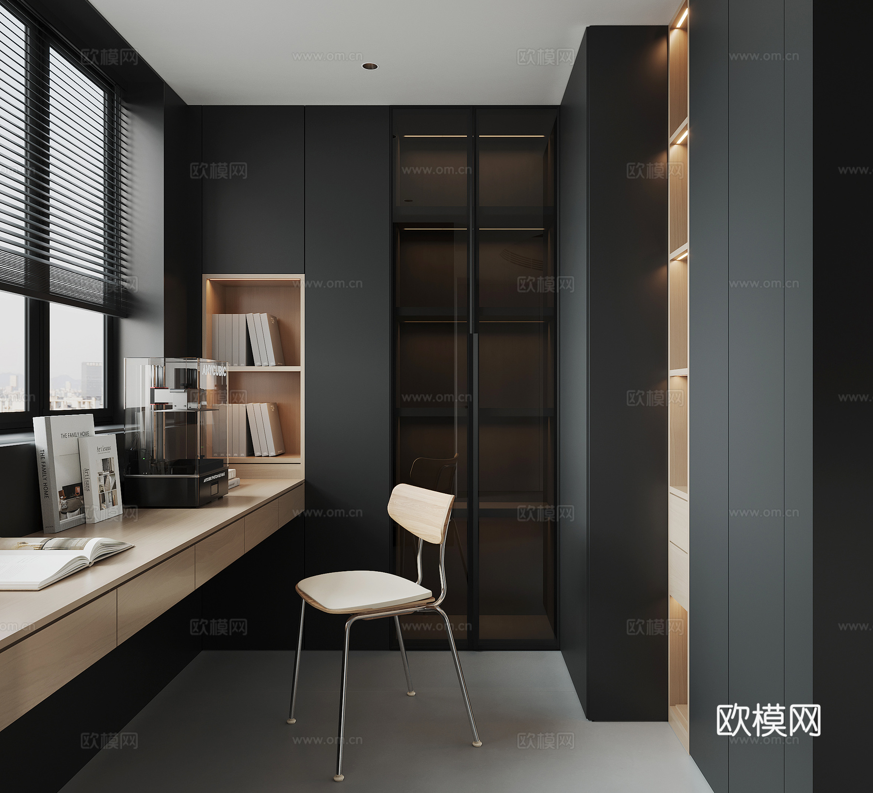 现代家居书房su模型