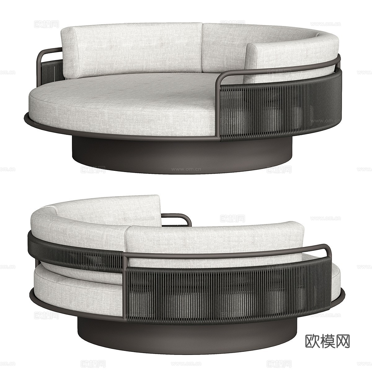 新中式户外休闲圆形沙发3d模型下载（渲染图1）