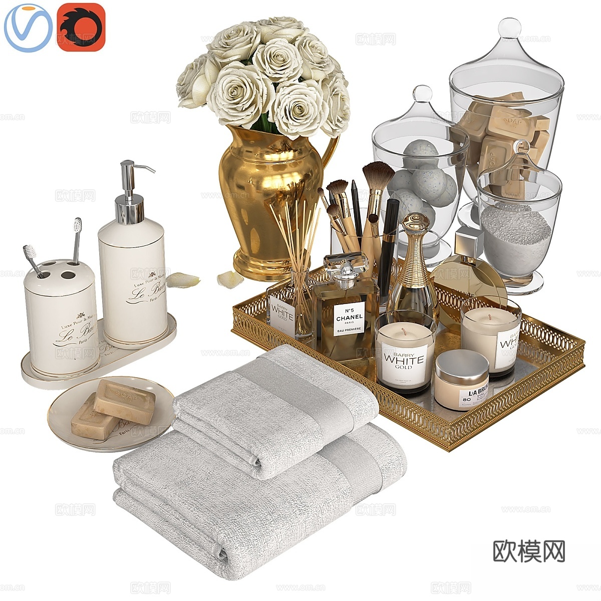 经典金浴室装饰3d模型下载