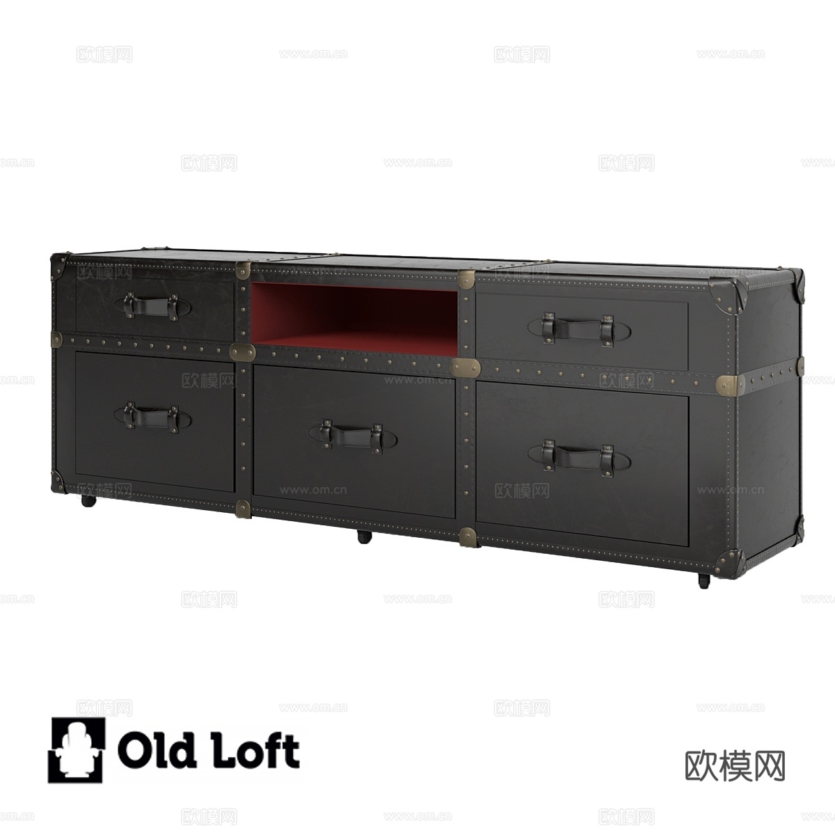 OM 电视柜-烟灰、天鹅绒与皮革组合3d模型