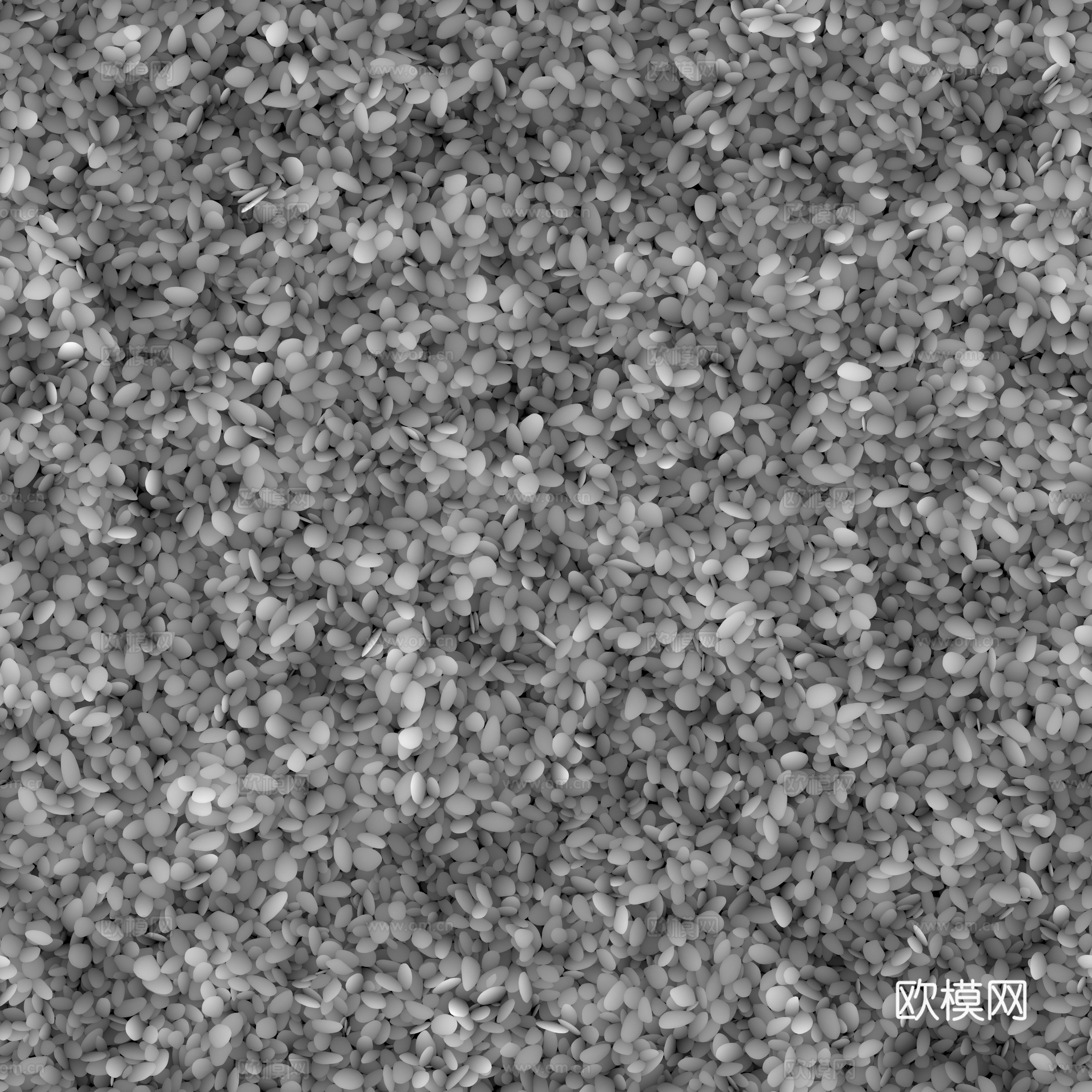 米黄色鹅卵石地面砾石地面碎石地面铺路石 PBR材质贴图 4k