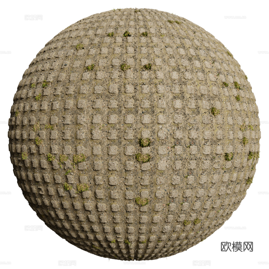 植草砖铺路石户外地面 PBR材质贴图 2K