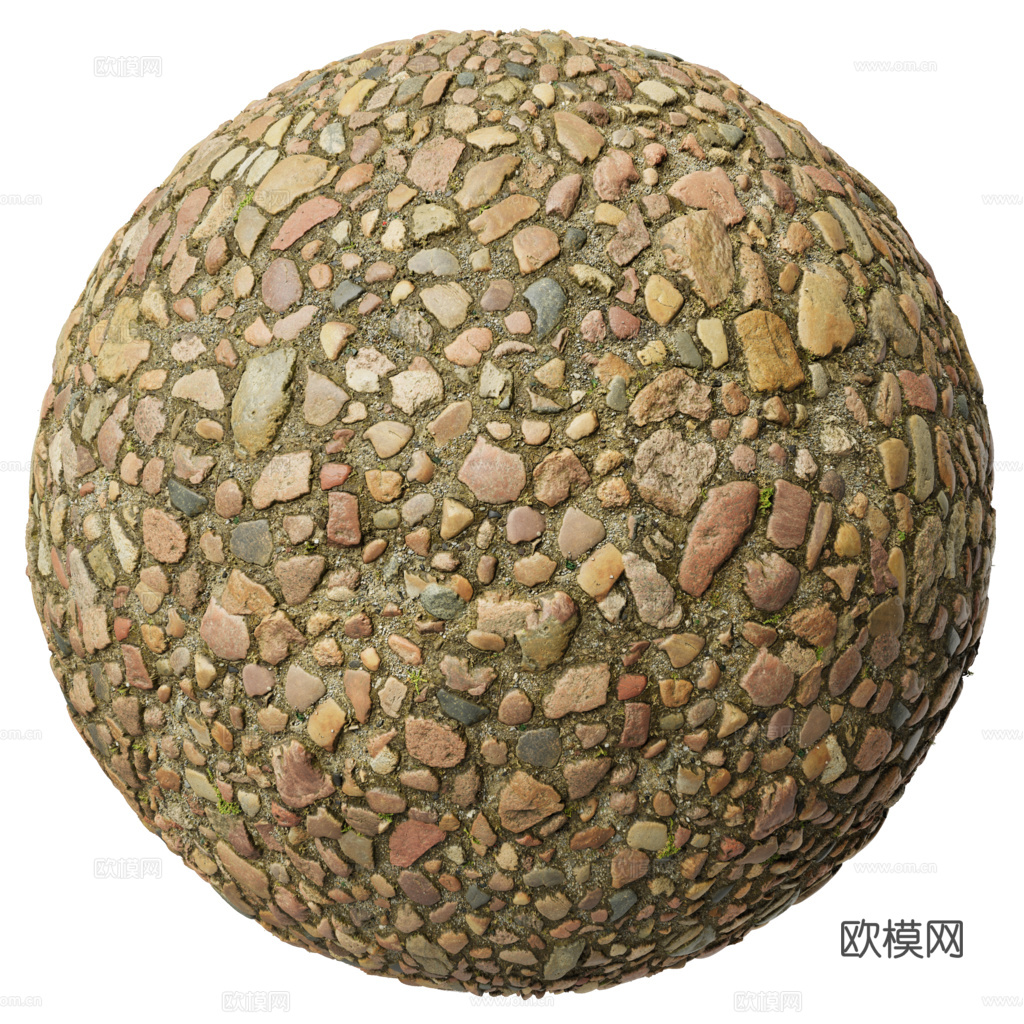 砾石地面碎石地面鹅卵石地面铺路石地面 PBR材质贴图 2k