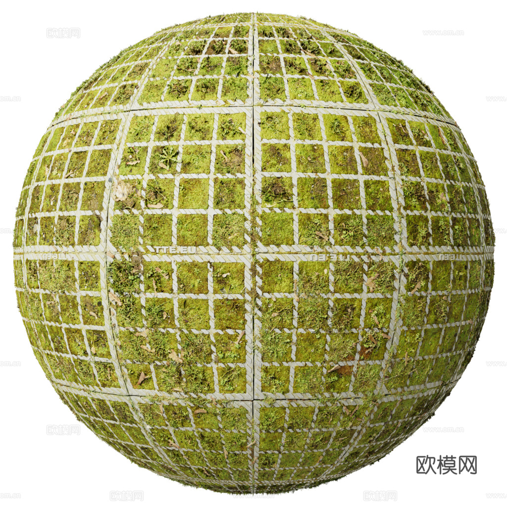植草砖铺路石户外地面 PBR材质贴图 2K