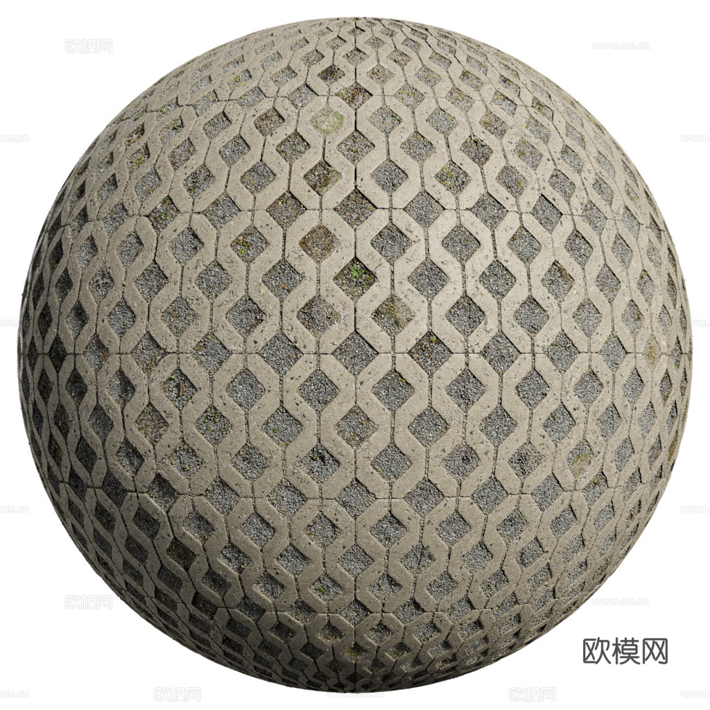 植草砖铺路石户外地面 PBR材质贴图 2K