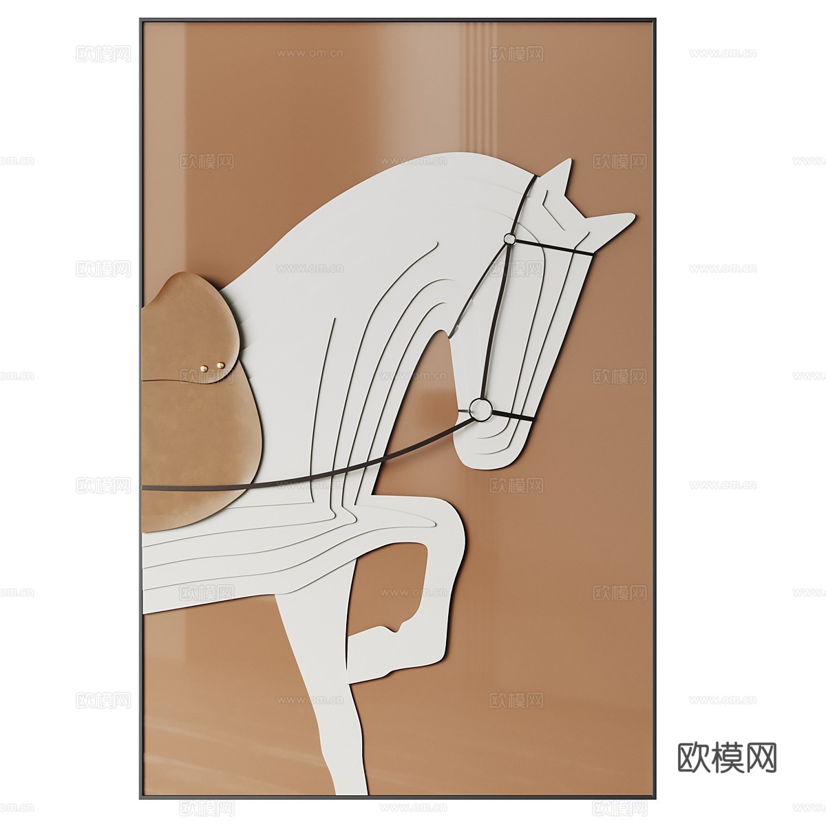 现代轻奢装饰板马挂画 装饰画3d模型下载（渲染图3）