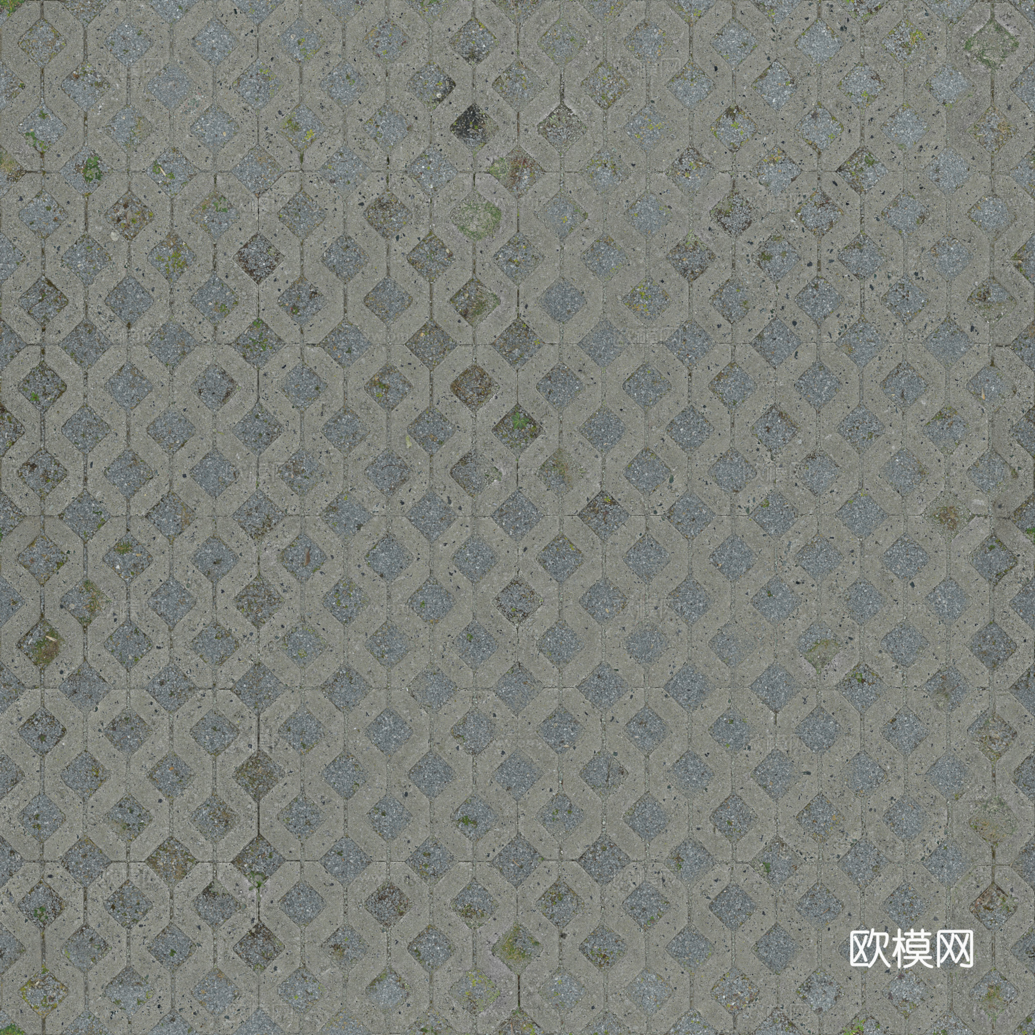 植草砖铺路石户外地面 PBR材质贴图 2K