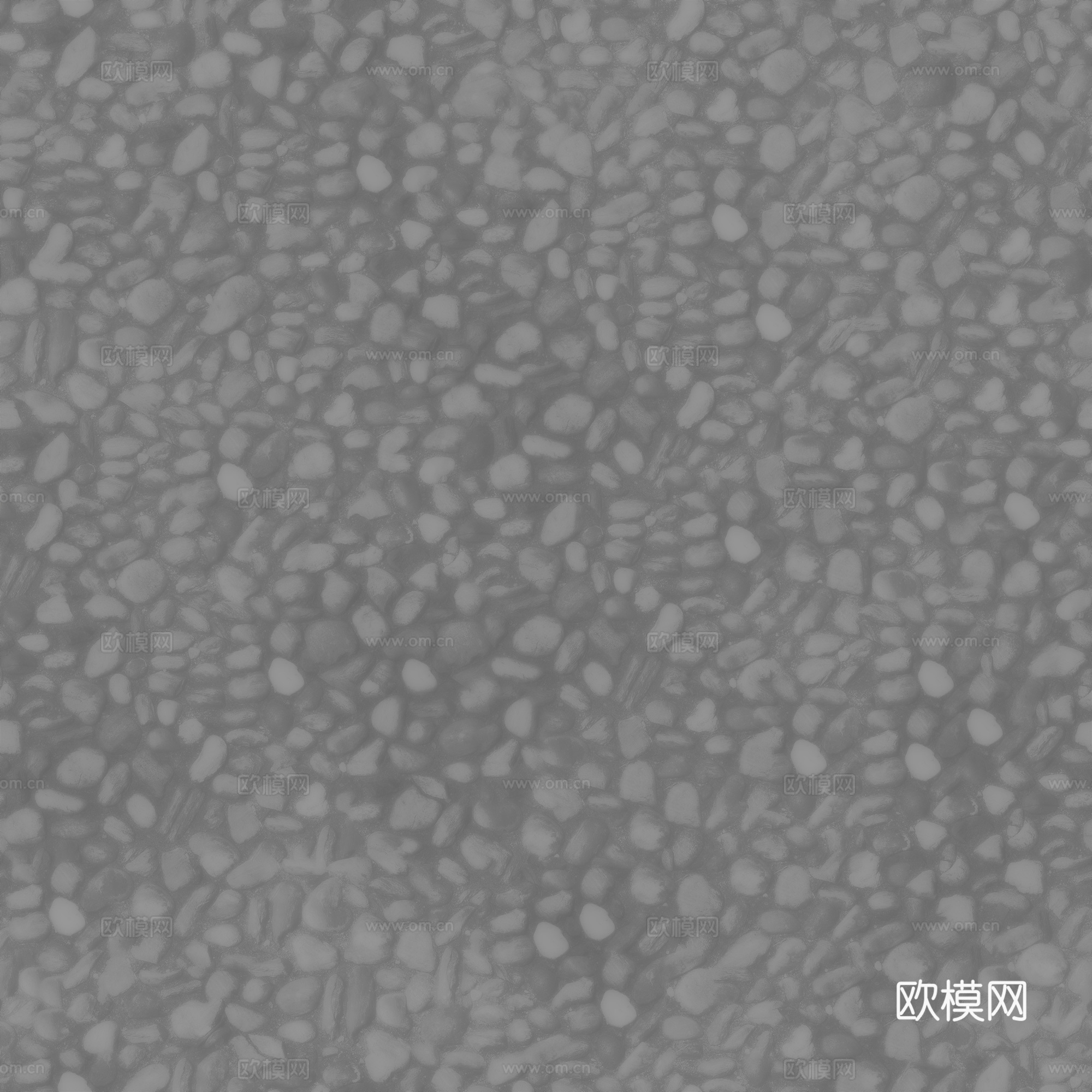 鹅卵石地面砾石地面碎石地面铺路石 PBR材质贴图 2k