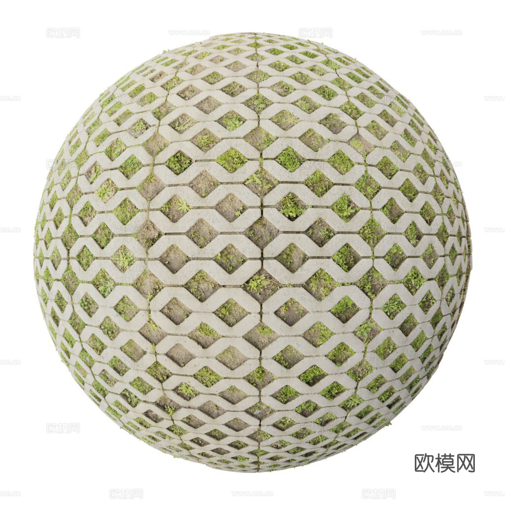 植草砖铺路石户外地面 PBR材质贴图 2K